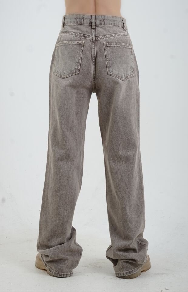 Kahve Kar Yıkama Denim Pantolon