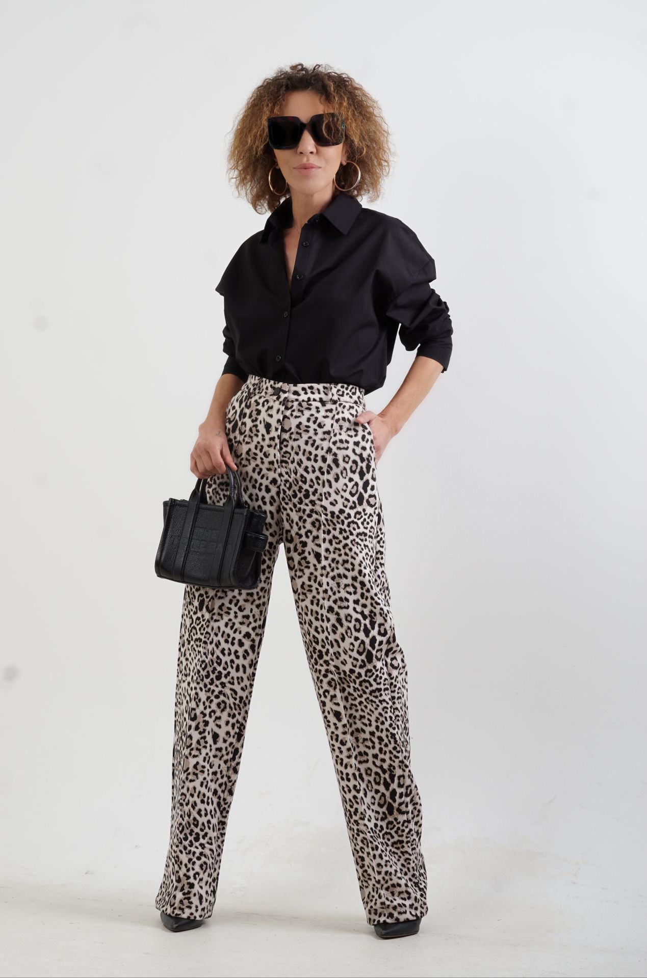 Bej Leopar Desen Pantolon