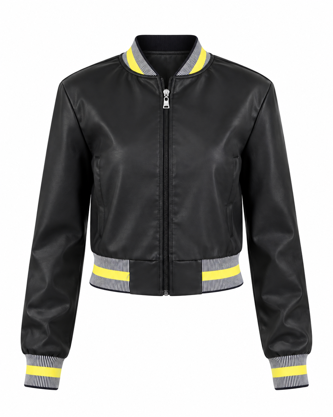 Siyah Deri Bomber Ceket