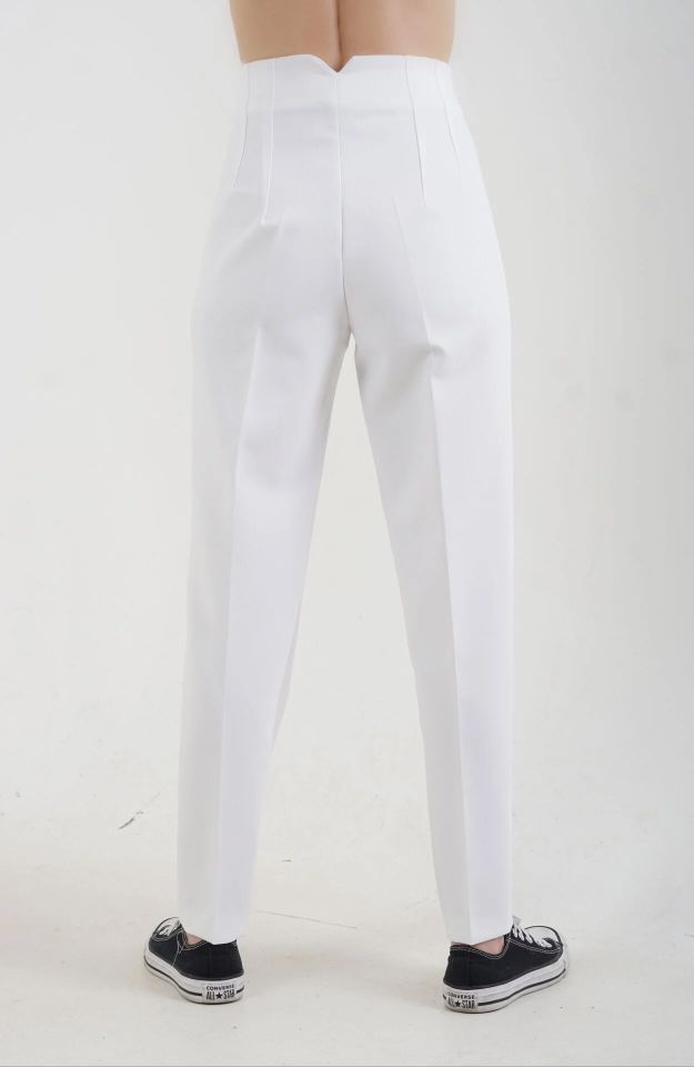 Önü Flatolu Pantolon BEYAZ - L