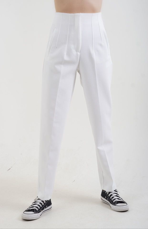 Önü Flatolu Pantolon BEYAZ - L