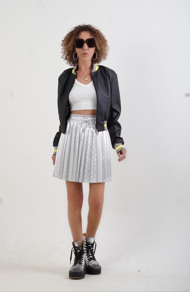 Siyah Deri Bomber Ceket