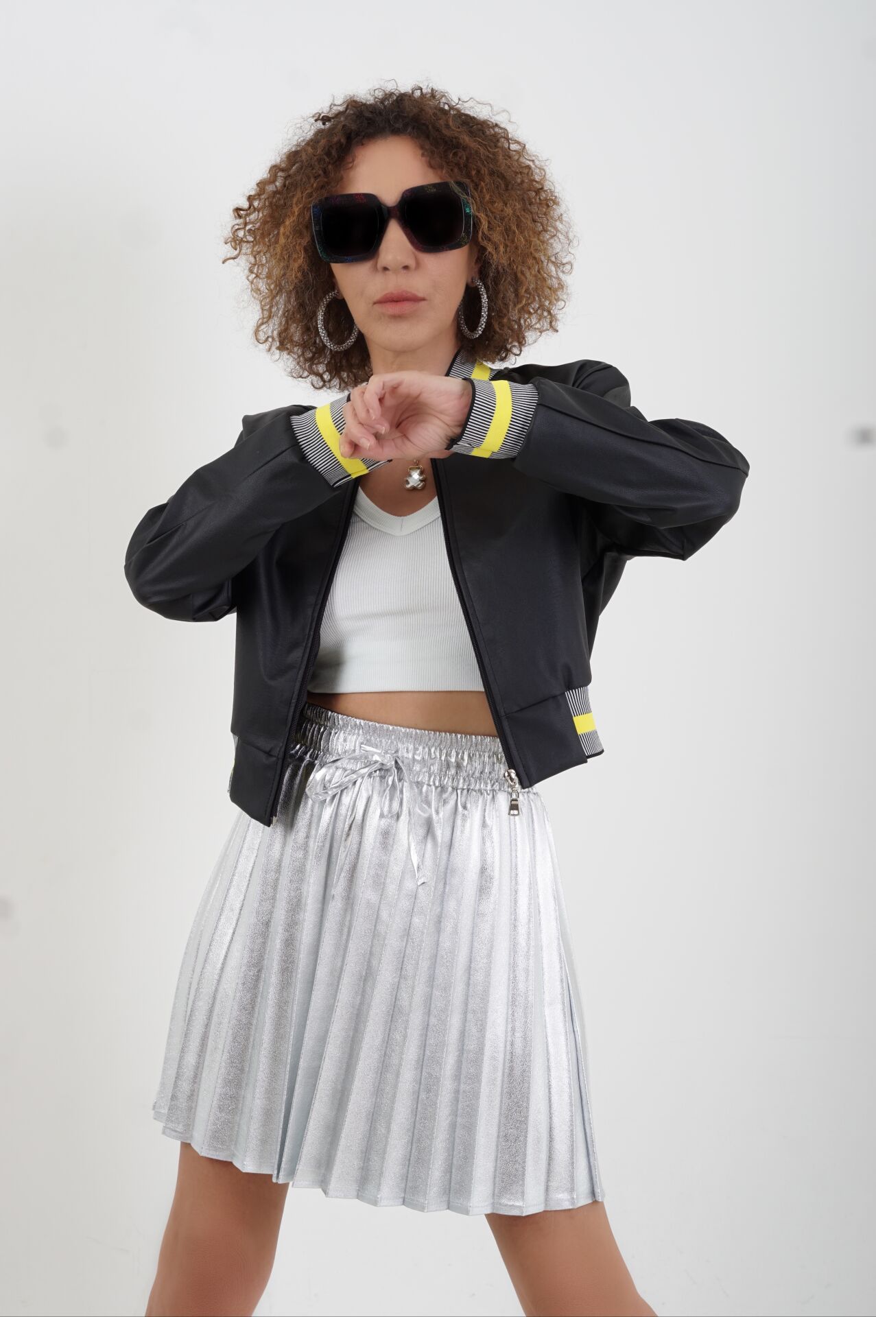 Siyah Deri Bomber Ceket