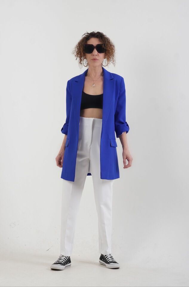 Önü Flatolu Pantolon BEYAZ - M