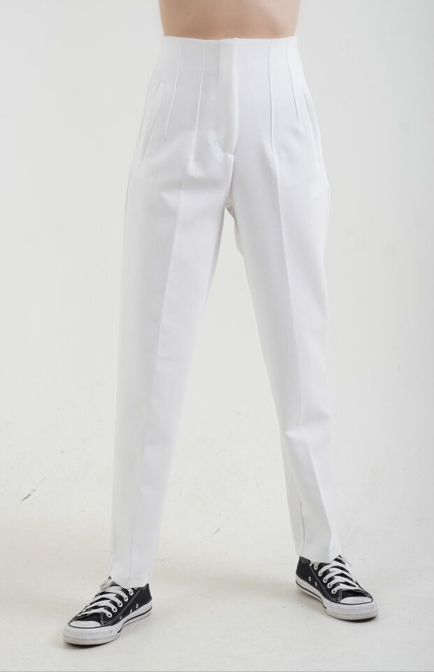 Önü Flatolu Pantolon BEYAZ - M