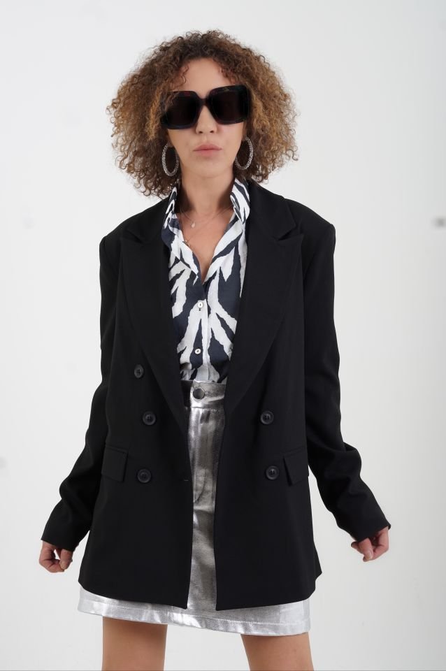 Siyah Poly Blazer Ceket