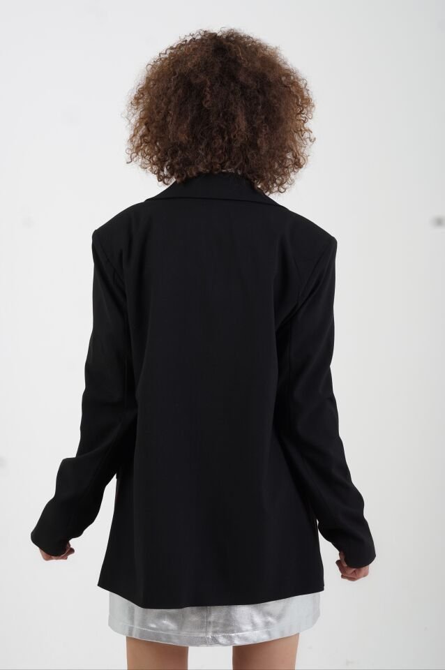 Siyah Poly Blazer Ceket