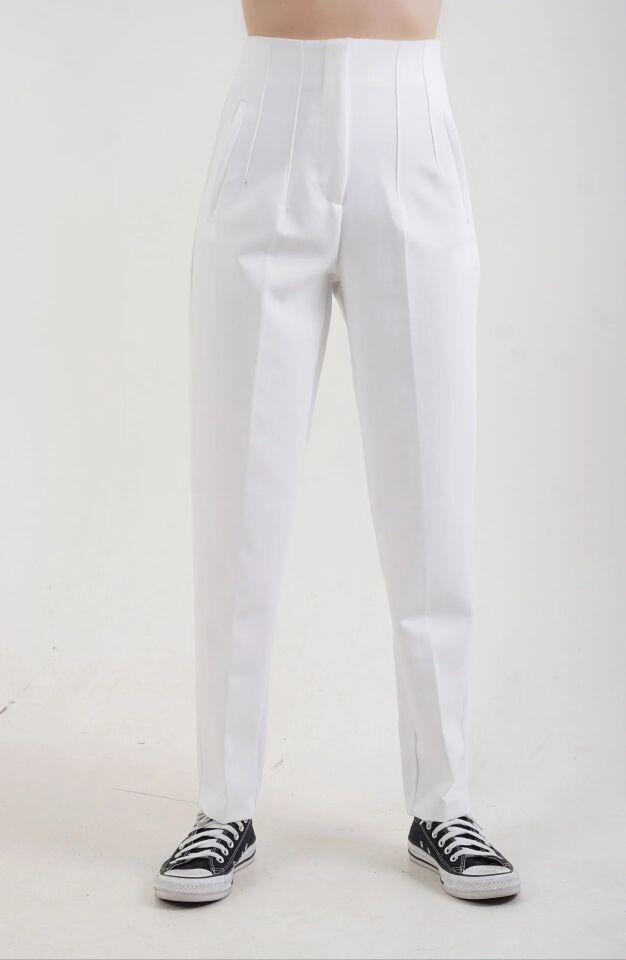 Önü Flatolu Pantolon BEYAZ - S