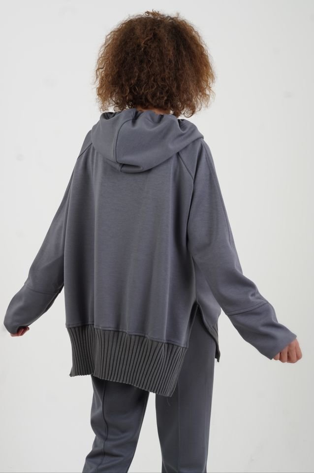 Füme Fermuarlı Modal Sweatshirt Pantolon Takım
