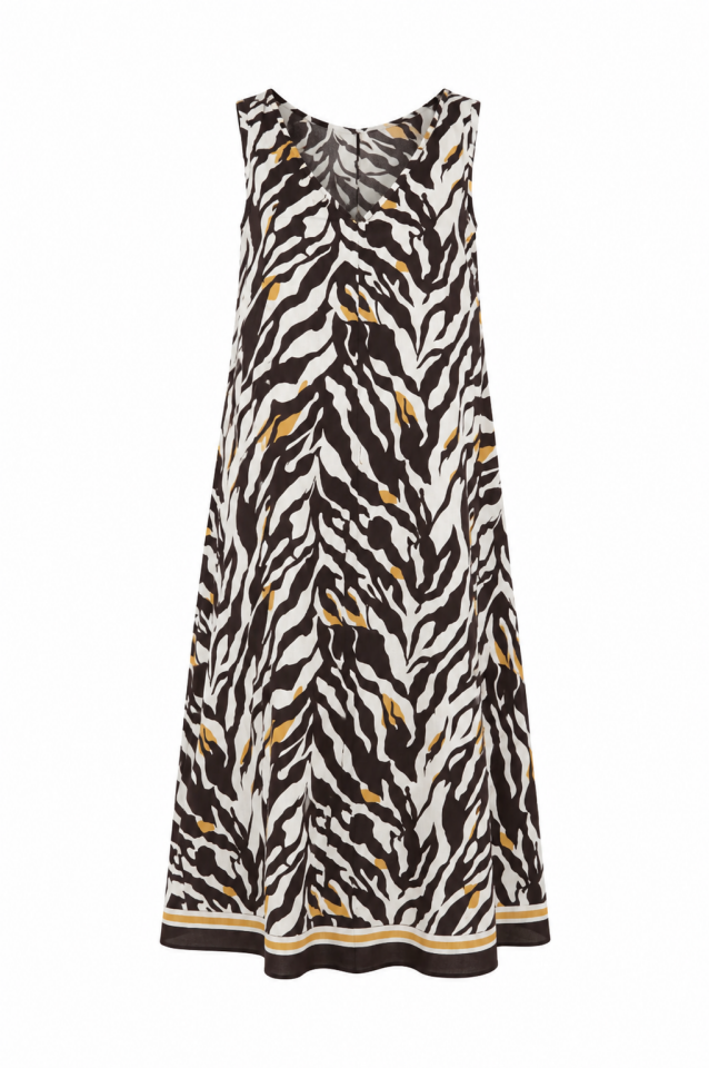 Kahve Zebra Desen  Elbise