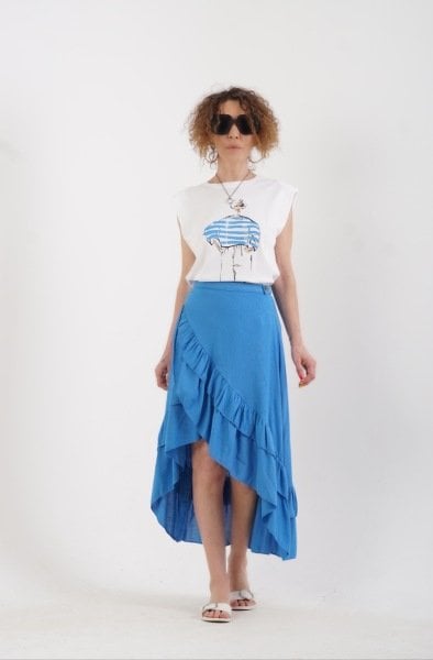 İndigo  Kız Baskılı Kolsuz Vatkalı Tshirt