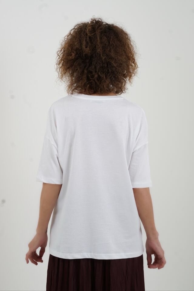 Beyaz O Yaka Basic Tshirt