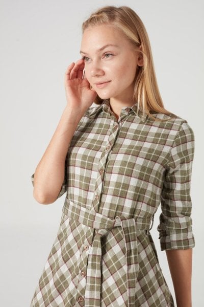 Juliet Ekoseli Gömlek Elbise