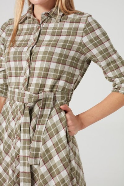 Juliet Ekoseli Gömlek Elbise