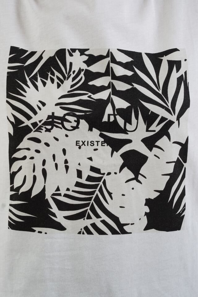 Ekru Siyah Joyful Baskılı Tshirt