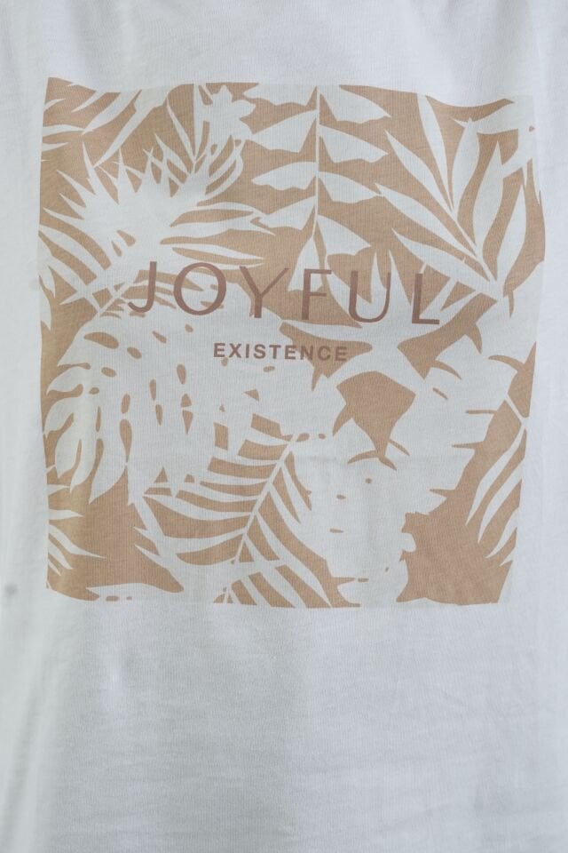 Ekru Bej Joyful Baskılı Tshirt