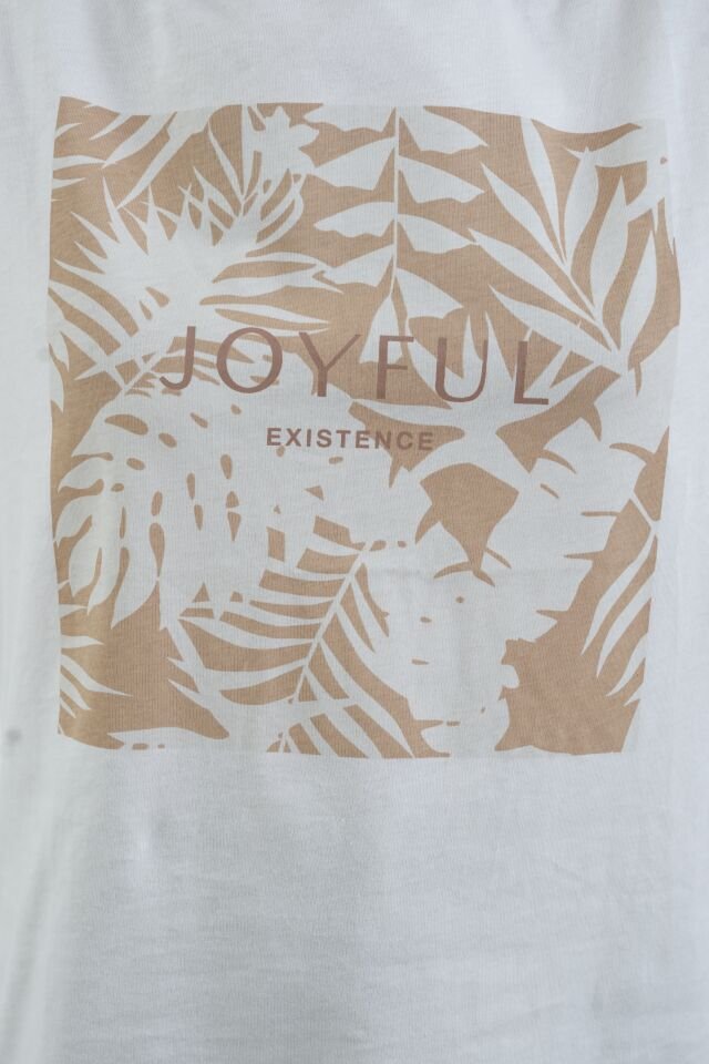 Ekru Bej Joyful Baskılı Tshirt