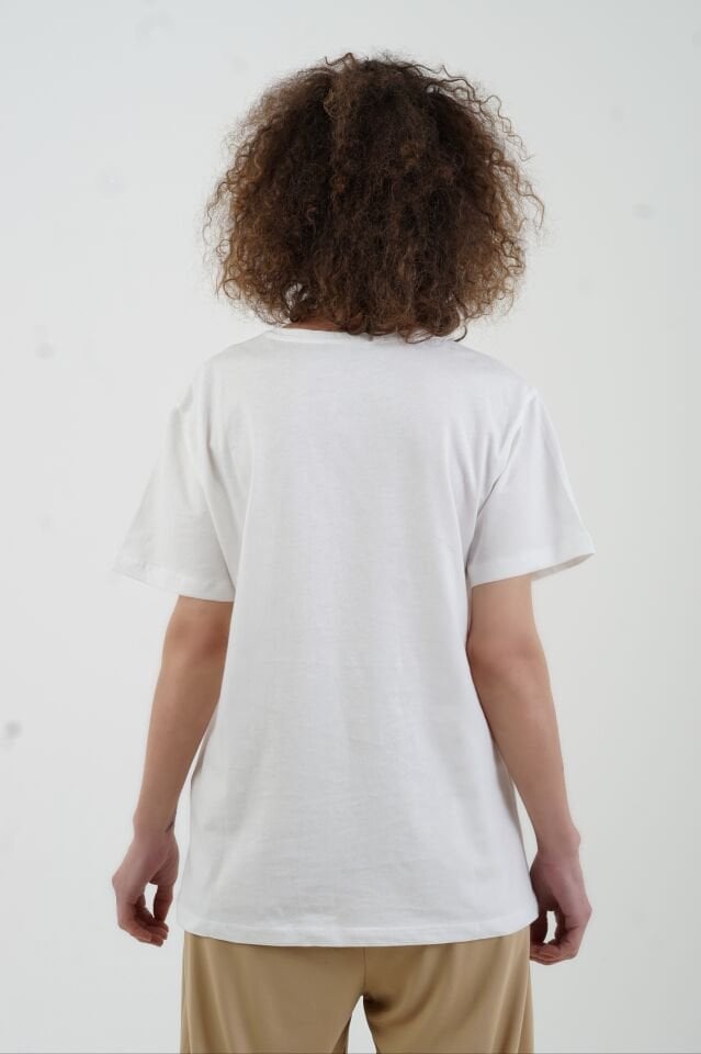 Ekru Bej Joyful Baskılı Tshirt