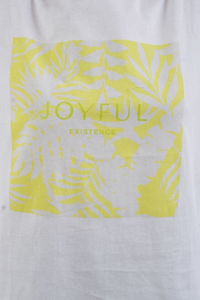 Ekru Sarı Joyful Baskılı Tshirt