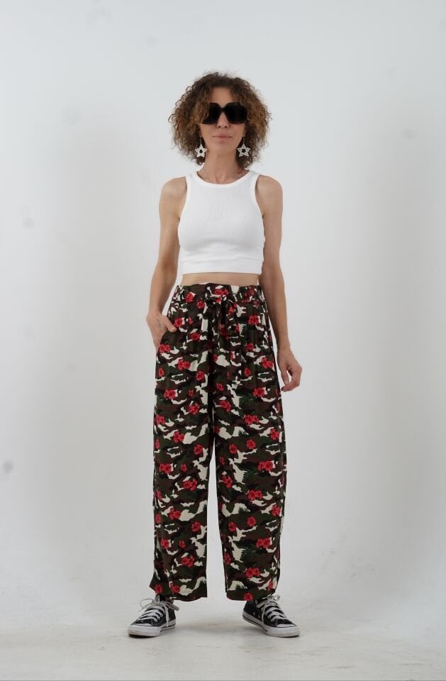 Floral Kamuflaj Desenli Pantolon