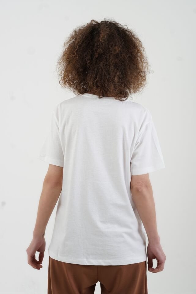 Ekru Sarı Joyful Baskılı Tshirt