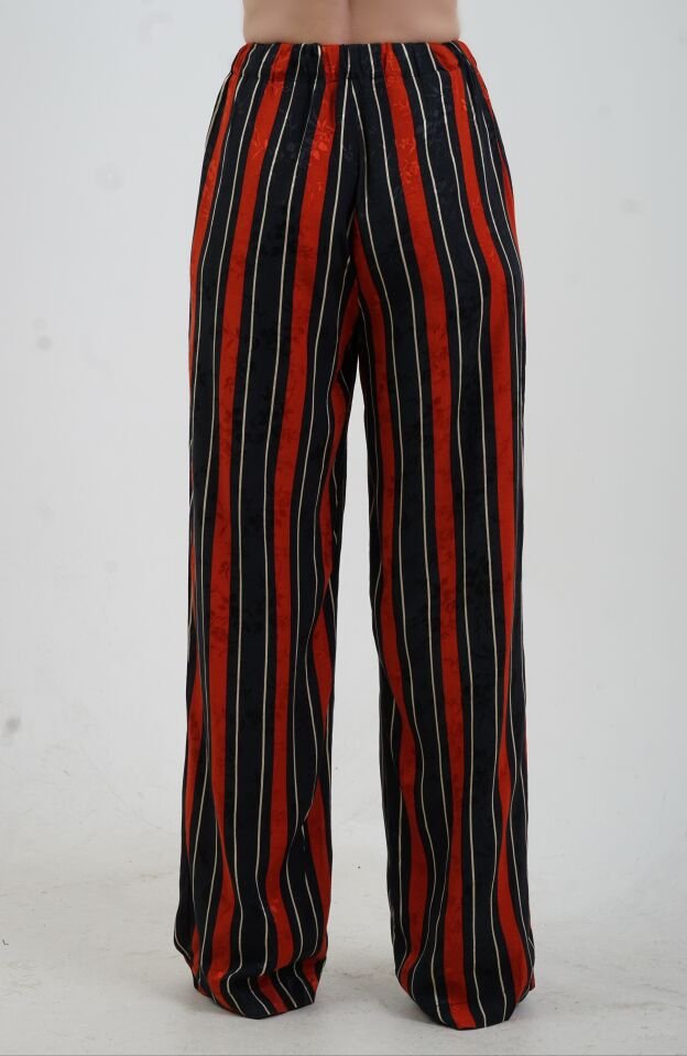 Çizgili Bol Paça Pantolon