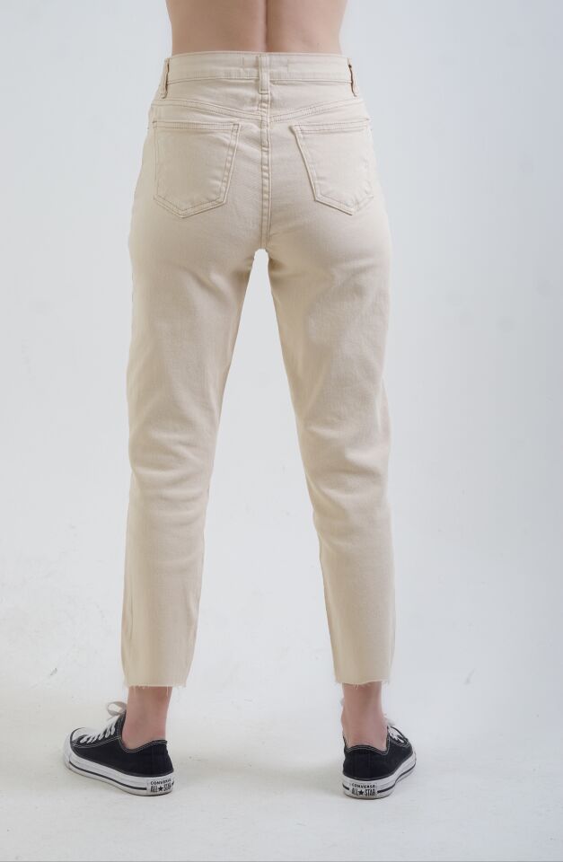 Bej Boyfit Jean Pantolon