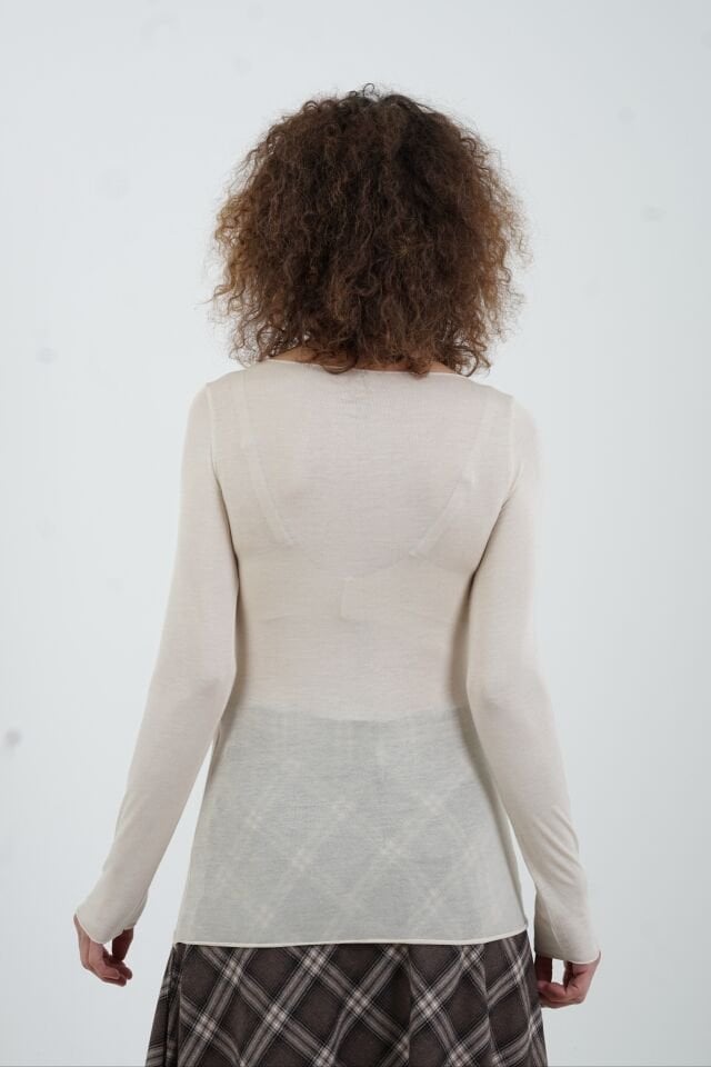 Taş Kayık Yaka Modal Kaşmir Bluz