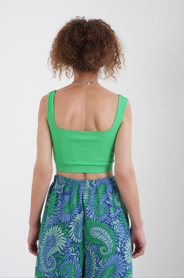 Yeşil Askılı Crop Top