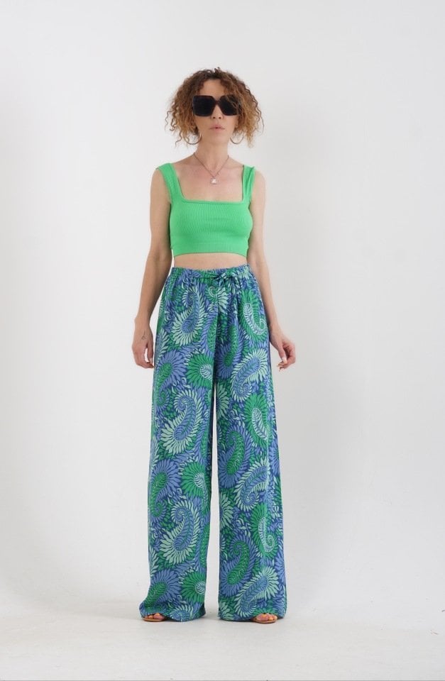 Yeşil Askılı Crop Top