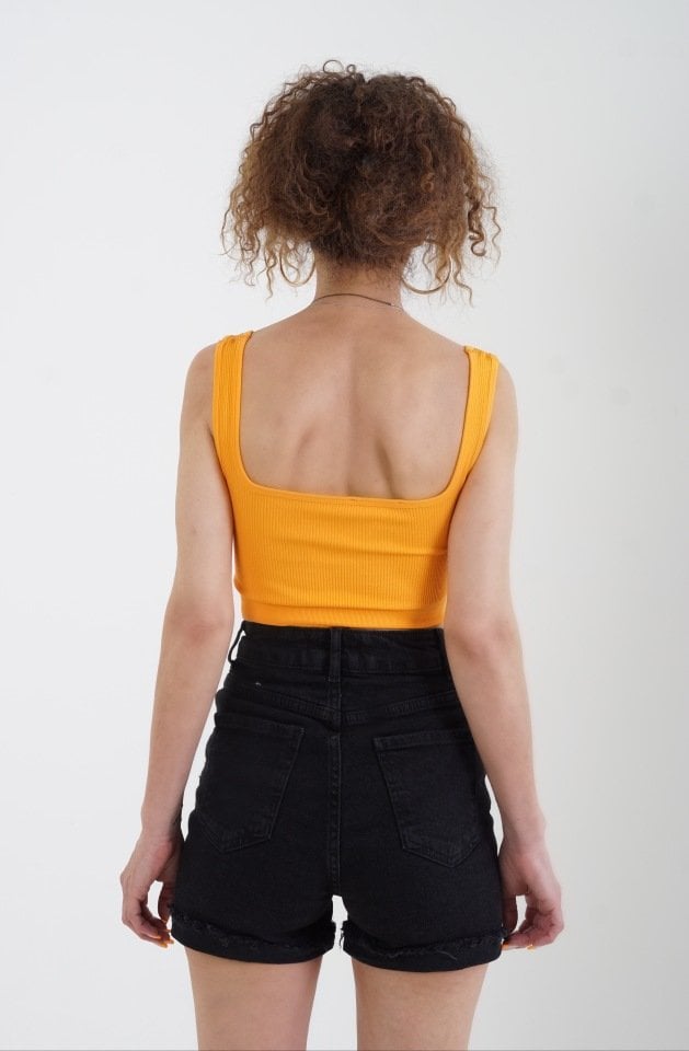 Oranj Askılı Crop Top