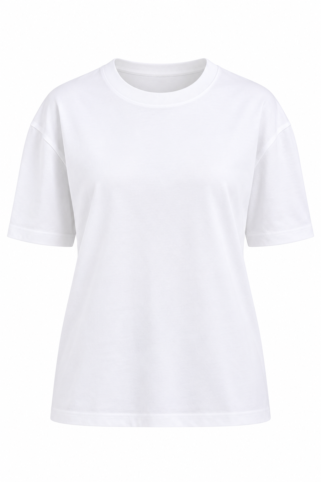 Beyaz Özel  Dikişli  Bisiklet Yaka Tshirt