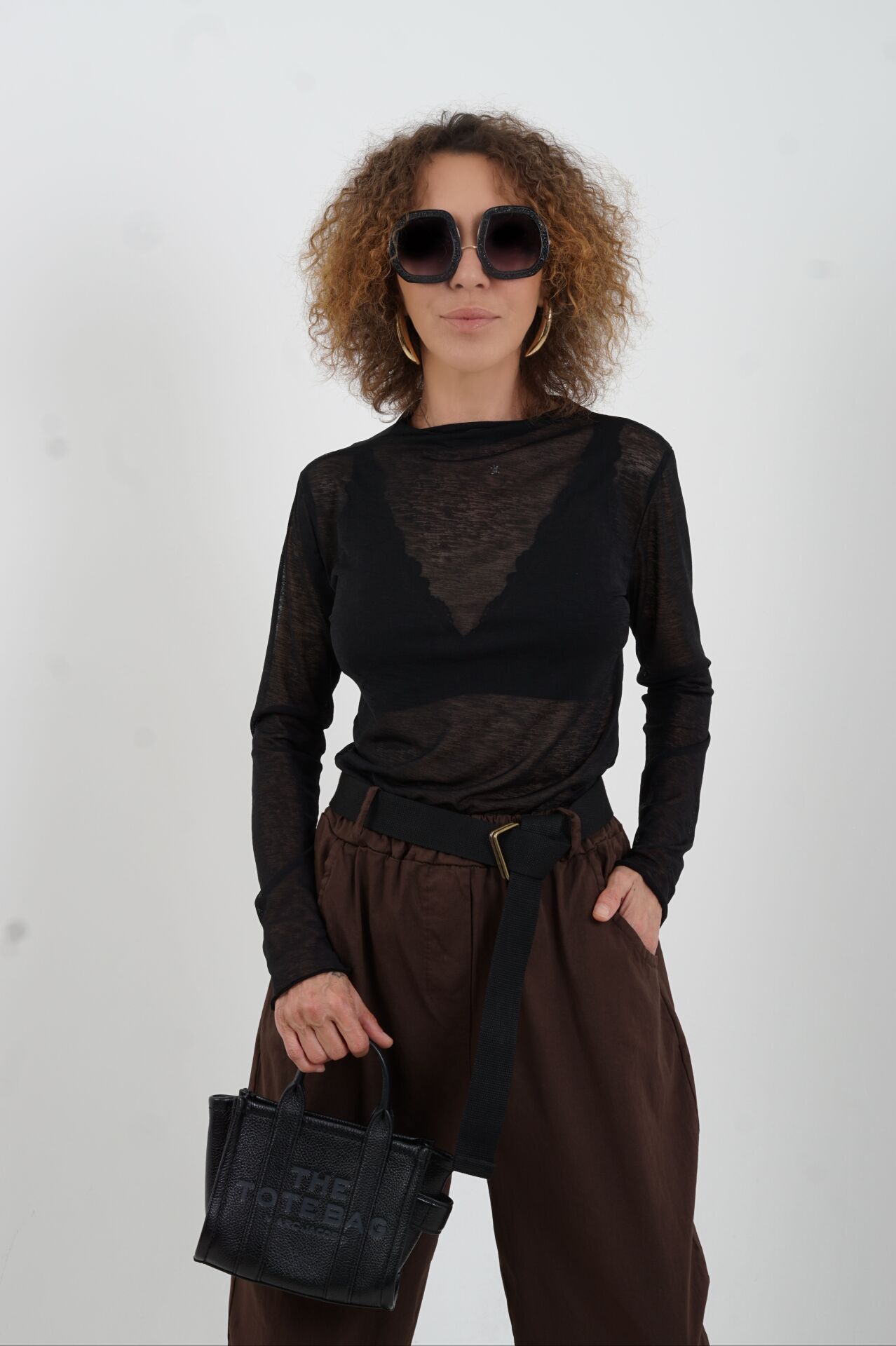 Siyah Transparan Uzun Kollu Bluz