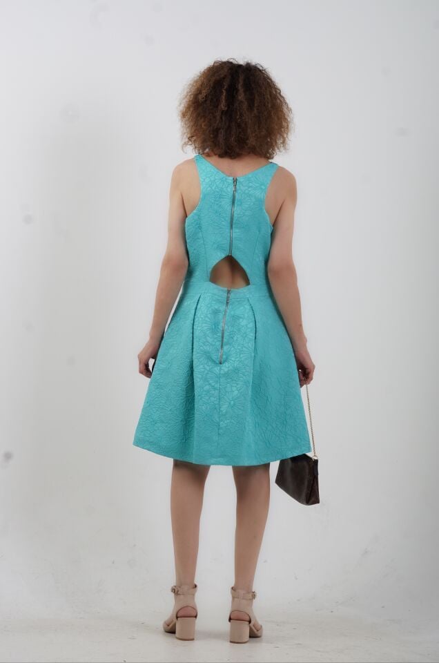 Tiffany Arka Bel Detaylı Elbise MİNT YEŞİLİ - 40
