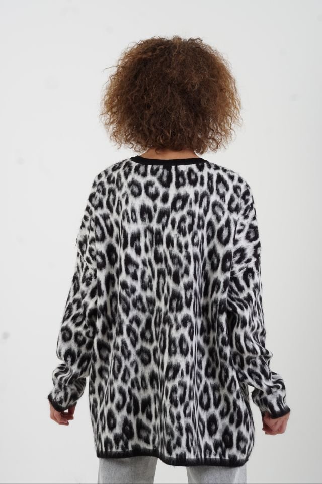 Siyah Leopar Şardonlu Bluz