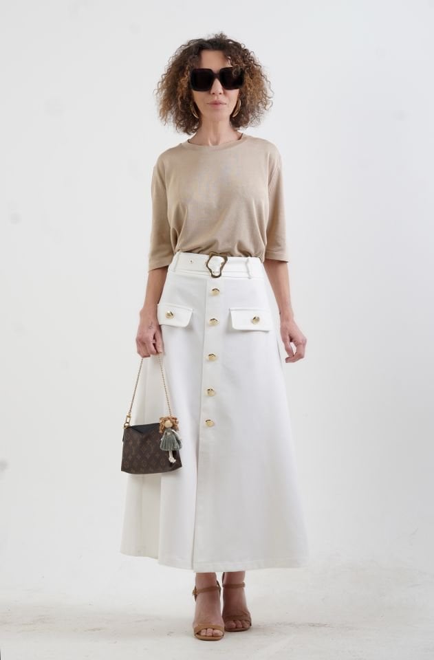 Camel Bisiklet  Yaka Arka Damla Kısa Kol Kazak