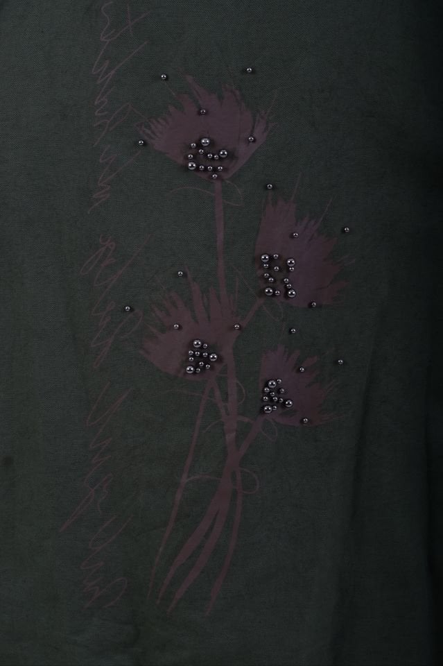 Haki Arkası Baskılı Kapüşonlu Salaş Ceket