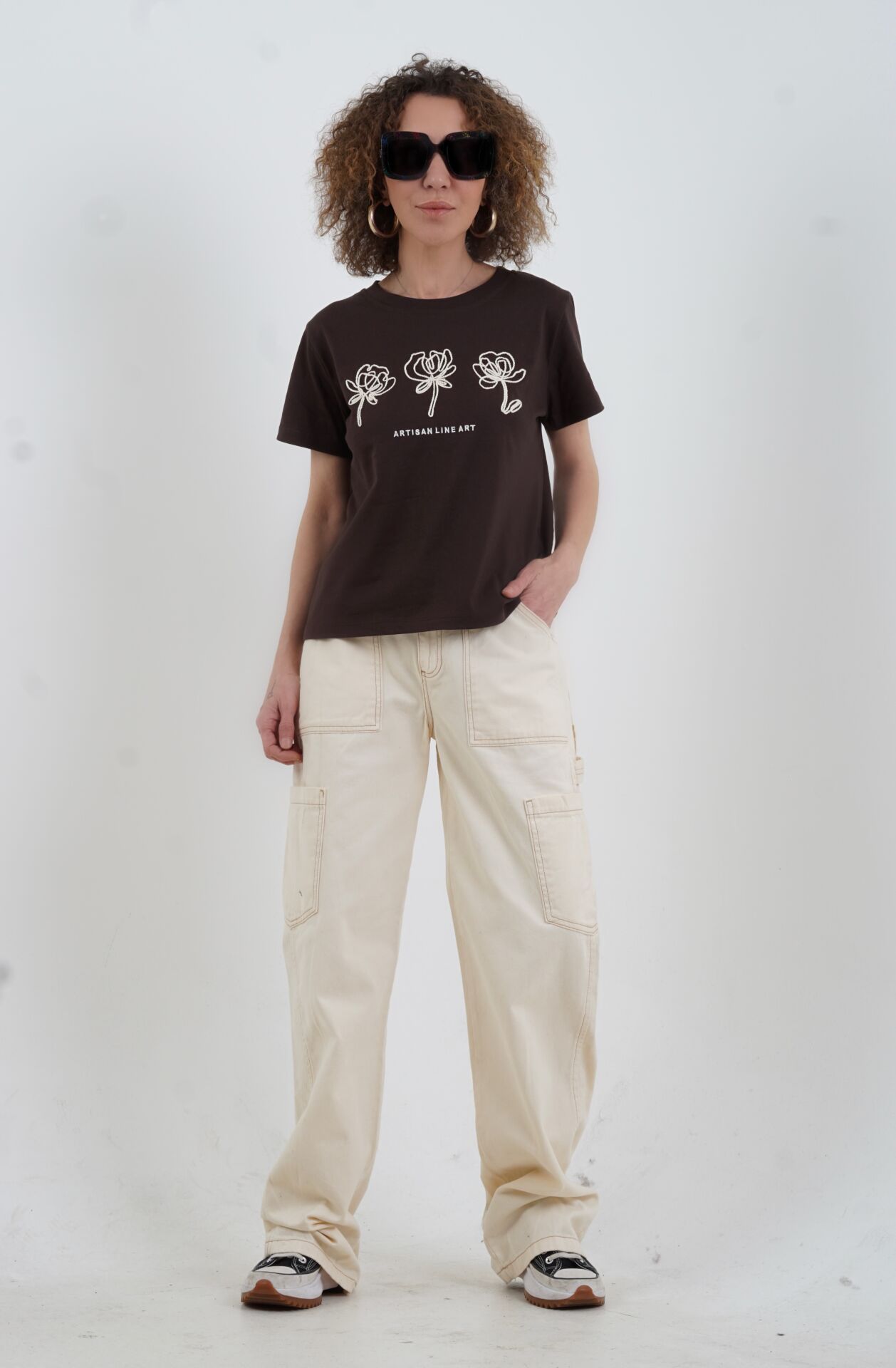 Naturel Kontrast Dikişli Jean Pantolon