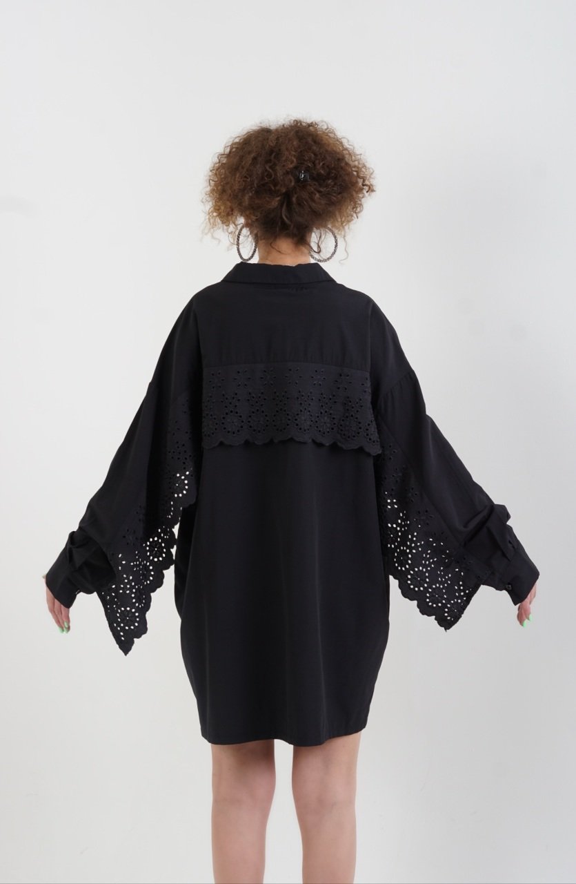 Kolu Ve Arkası Fistolu Gömlek SİYAH - STN