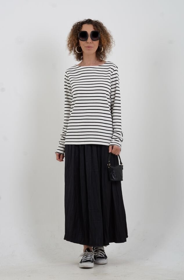 Siyah Beli Lastikli Crash Efekt Saten Etek