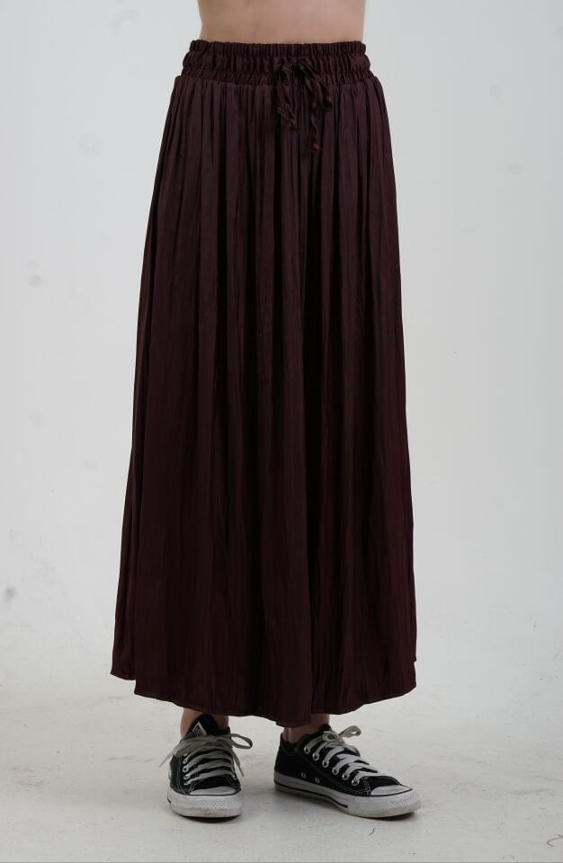 Bordo Beli Lastikli Crash Efekt Saten Etek