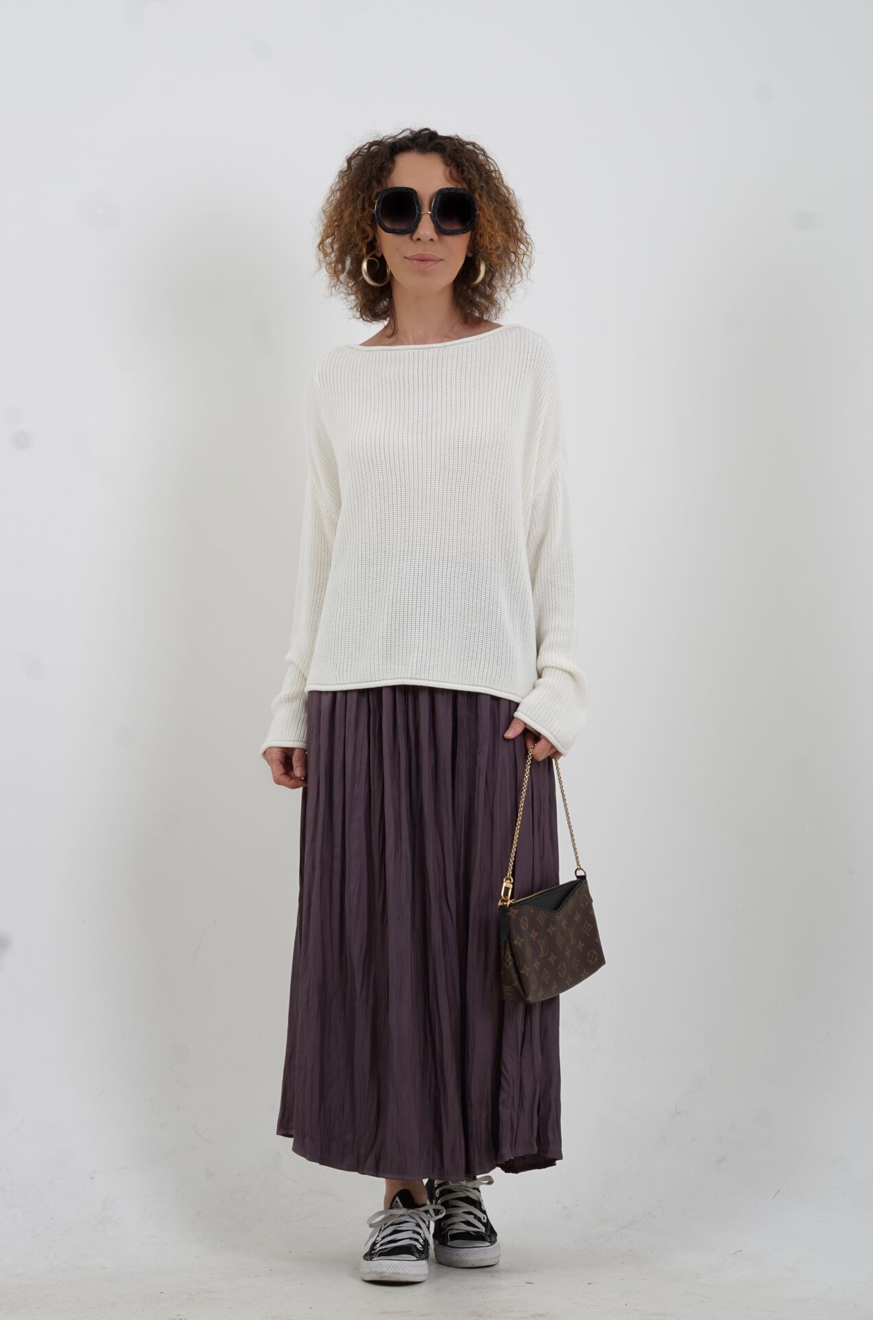 Vizon Beli Lastikli Crash Efekt Saten Etek