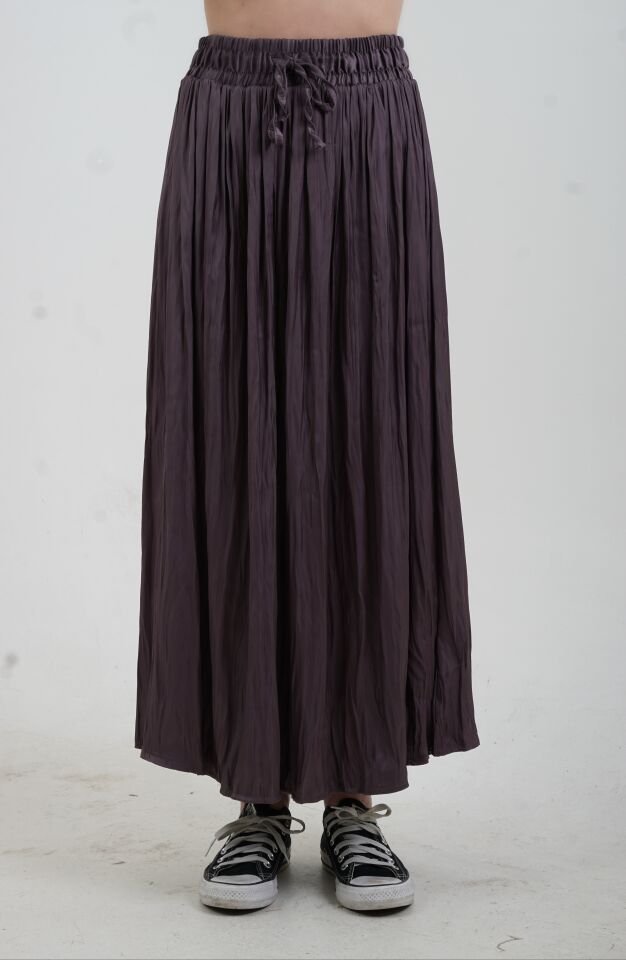 Vizon Beli Lastikli Crash Efekt Saten Etek