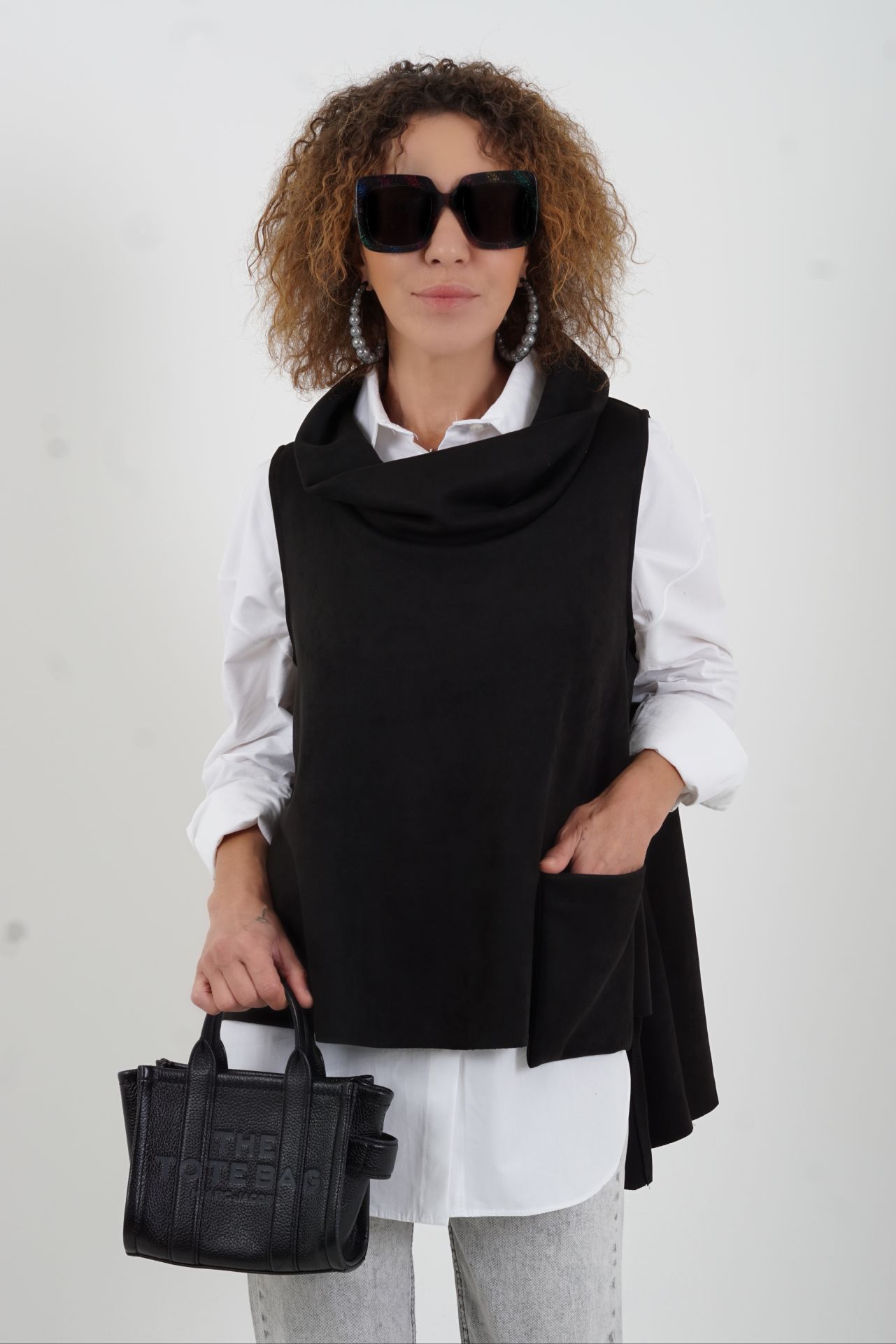 Siyah Cepli Nubuk Bluz