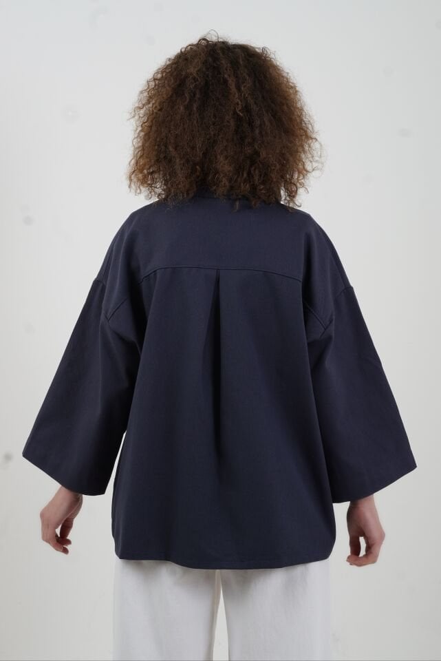 Lacivert Çıt Çıtlı Mont