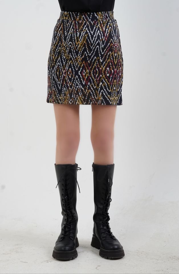 Zigzag Desenli Mini Etek