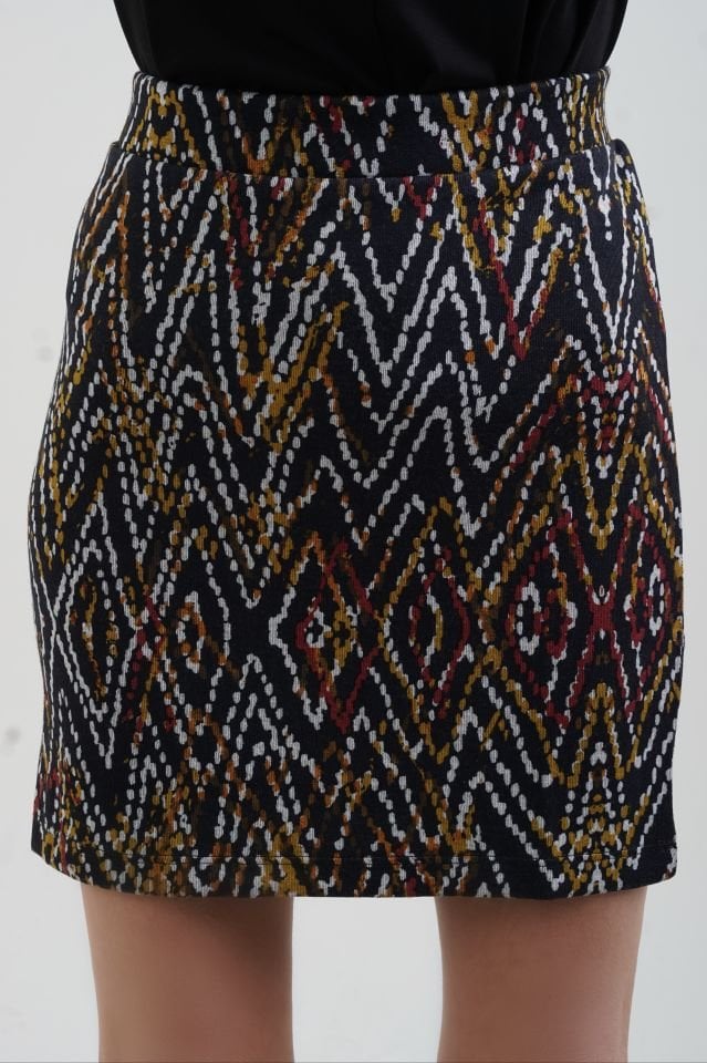 Zigzag Desenli Mini Etek