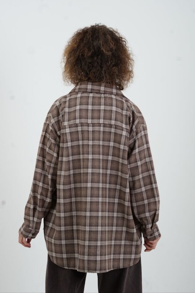 Koyu Vizon Ekose Gömlek