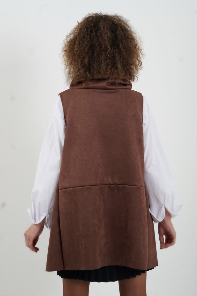 Kahve Cepli Nubuk Bluz