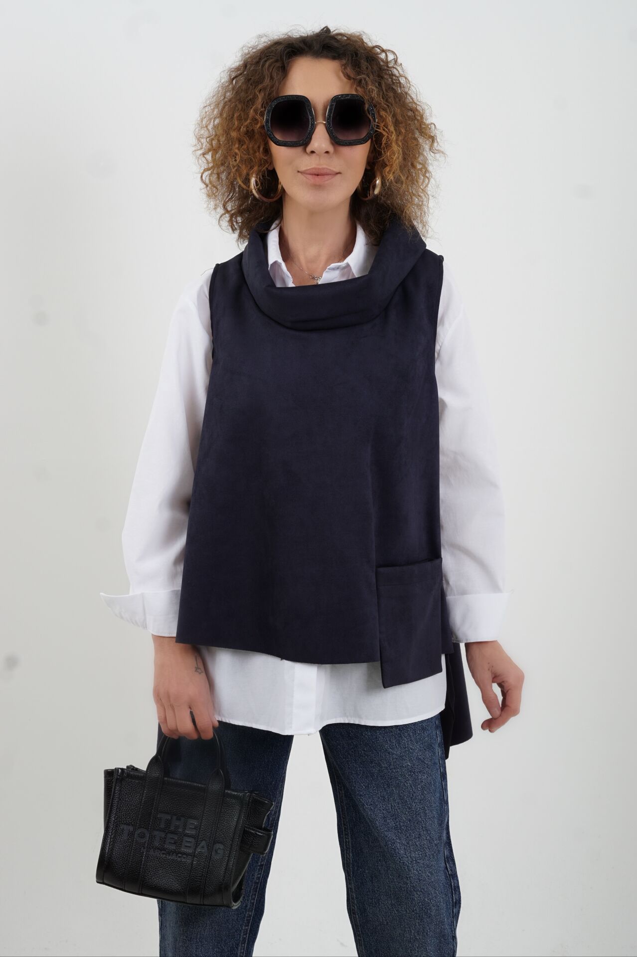 Lacivert Cepli Nubuk Bluz